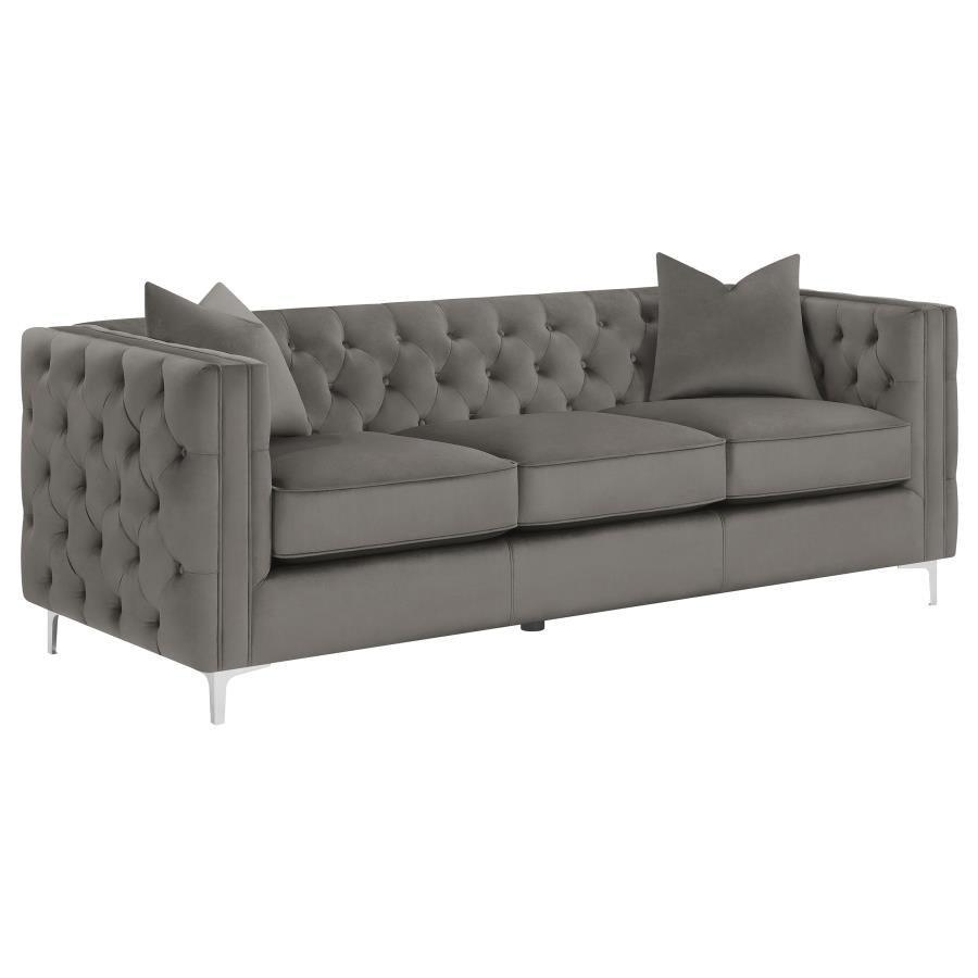 Phoebe 2-piece Tufted Tuxedo Arms Living Room Set Urban Bronze 509881-S2 Coaster FredCo
