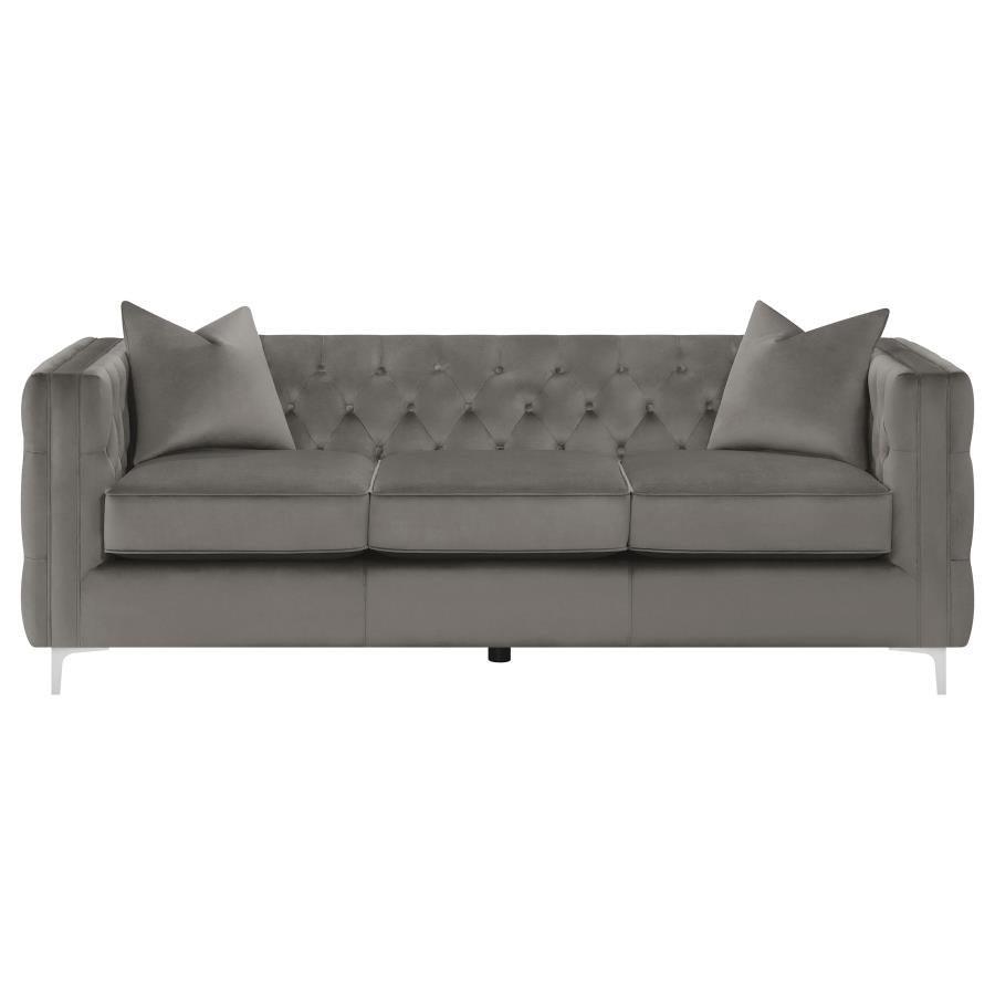 Phoebe 2-piece Tufted Tuxedo Arms Living Room Set Urban Bronze 509881-S2 Coaster FredCo