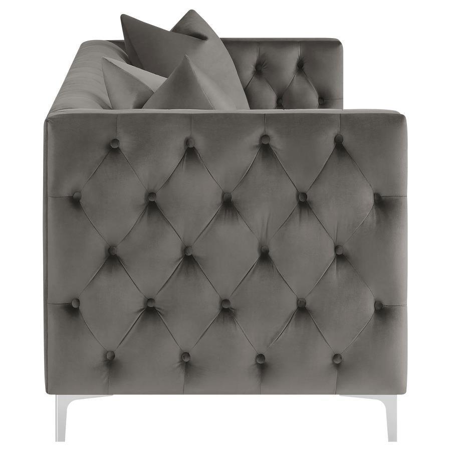 Phoebe 2-piece Tufted Tuxedo Arms Living Room Set Urban Bronze 509881-S2 Coaster FredCo
