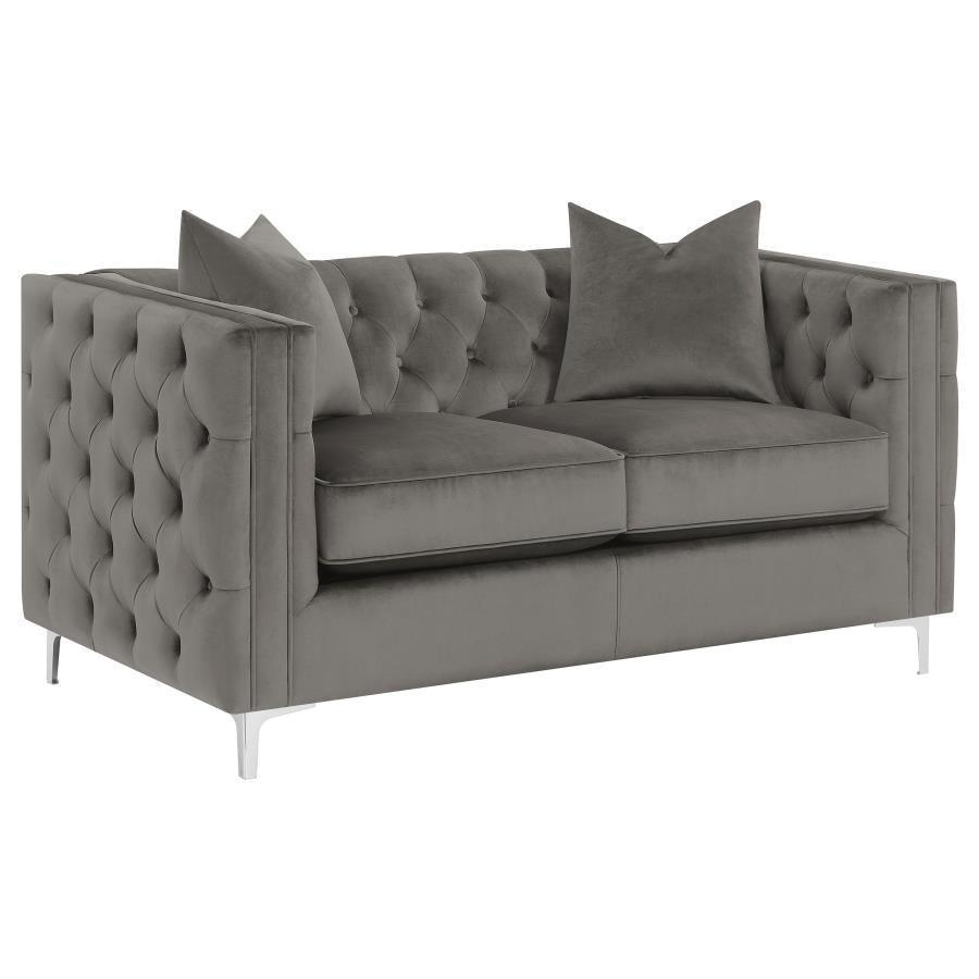 Phoebe 2-piece Tufted Tuxedo Arms Living Room Set Urban Bronze 509881-S2 Coaster FredCo