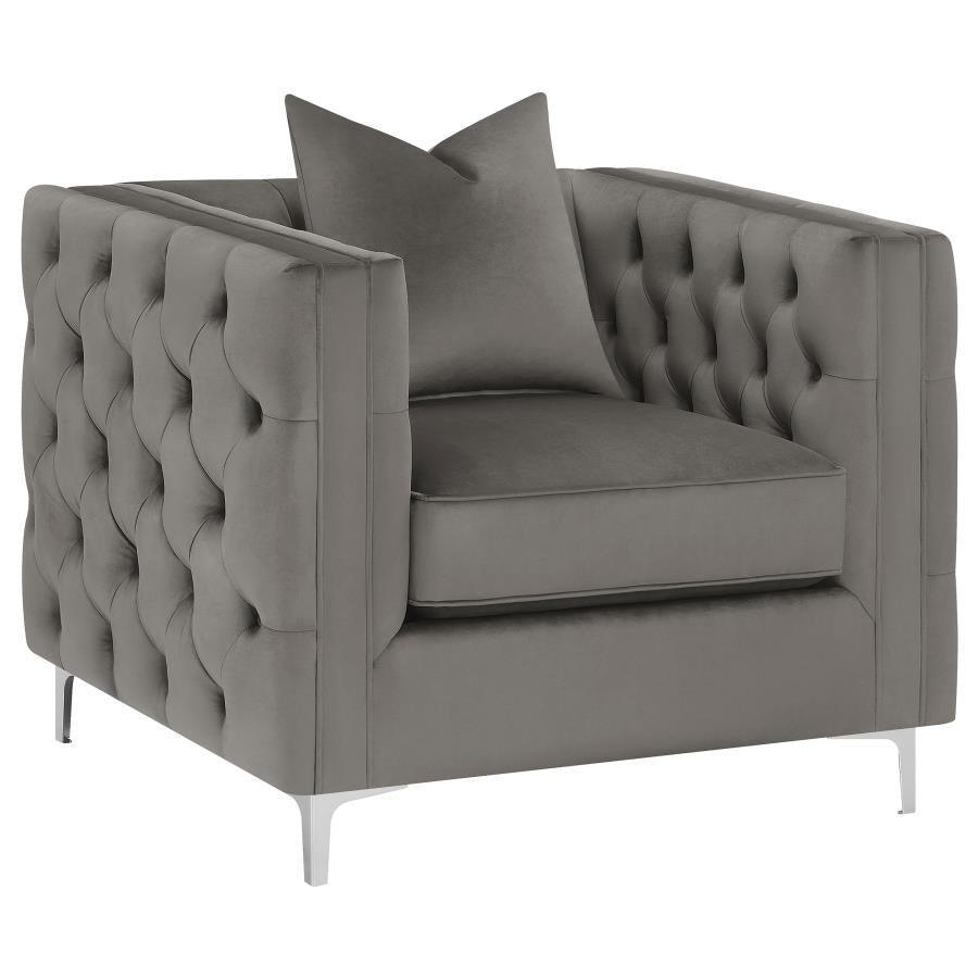Phoebe 3-piece Tufted Tuxedo Arms Living Room Set Urban Bronze 509881-S3 Coaster FredCo