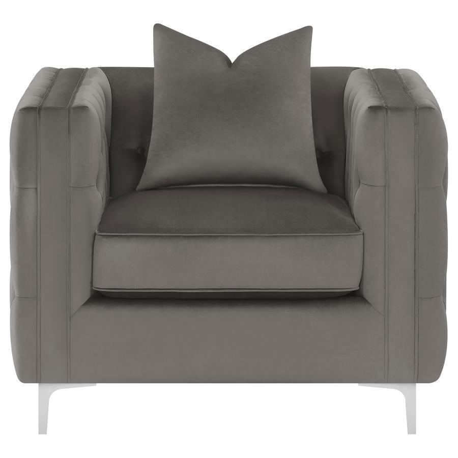 Phoebe 3-piece Tufted Tuxedo Arms Living Room Set Urban Bronze 509881-S3 Coaster FredCo