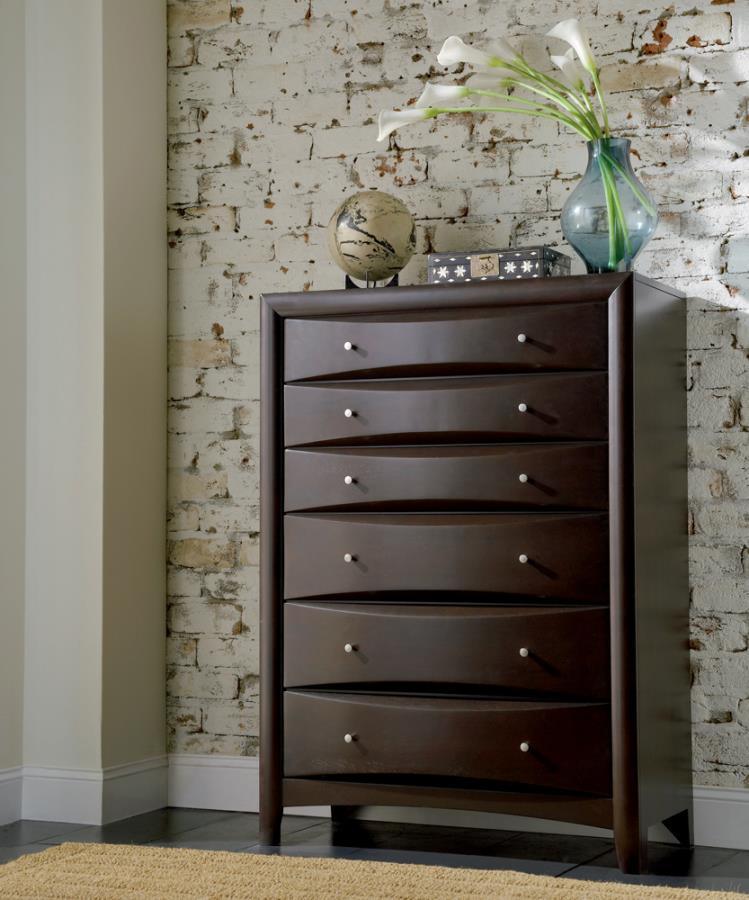 Phoenix 6-drawer Chest Deep Cappuccino 200415 Coaster FredCo