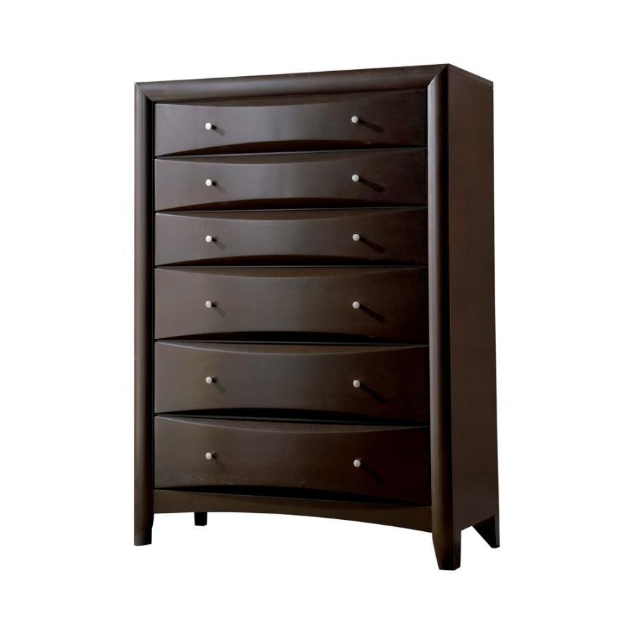 Phoenix 6-drawer Chest Deep Cappuccino 200415 Coaster FredCo