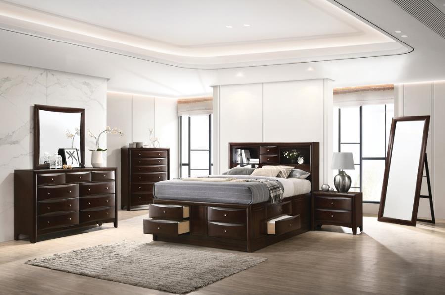 Phoenix Bedroom Set with Bookcase Headboard Deep Cappuccino Coaster Queen, 4 Piece FredCo