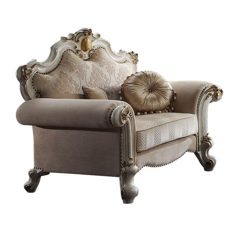 Picardy Chair (w/2 Pillows) Fabric & Antique Pearl FredCo