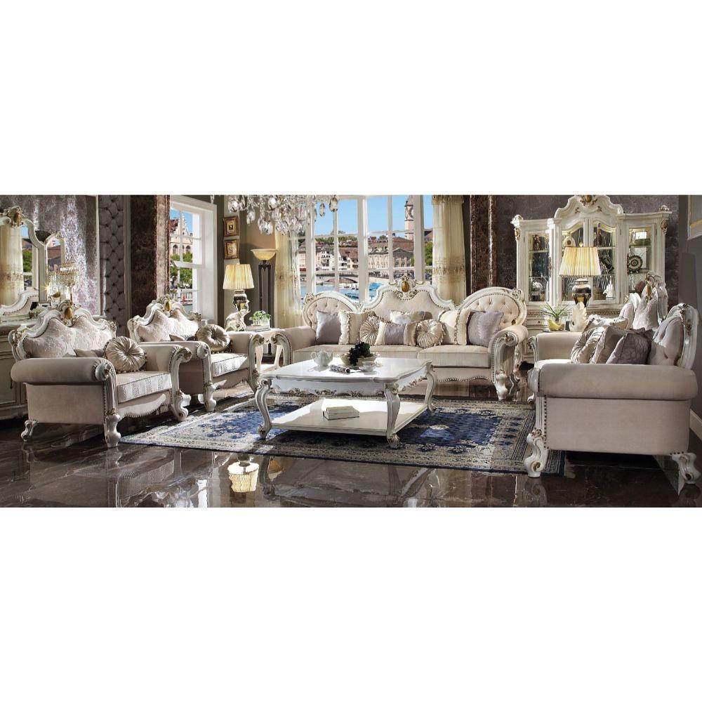 Picardy Oversized Sofa (w/8 Pillows) Fabric & Antique Pearl FredCo