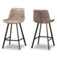 Pickford Mid-Century Modern Light Brown Fabric Upholstered Counter Stool Set of 2 FredCo