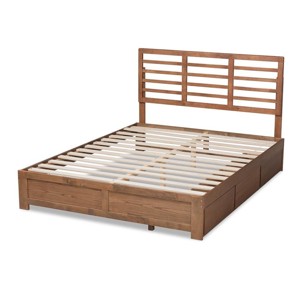 Piera Modern and Contemporary Transitional Ash Walnut Brown Finished Wood Full Size 3-Drawer Platform Storage Bed FredCo