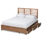 Piera Modern and Contemporary Transitional Ash Walnut Brown Finished Wood King Size 3-Drawer Platform Storage Bed FredCo
