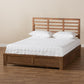 Piera Modern and Contemporary Transitional Ash Walnut Brown Finished Wood King Size 3-Drawer Platform Storage Bed FredCo