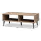 Pierre Mid-Century Modern Oak and Light Grey Finished Wood Coffee Table FredCo