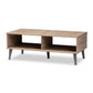 Pierre Mid-Century Modern Oak and Light Grey Finished Wood Coffee Table FredCo