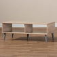 Pierre Mid-Century Modern Oak and Light Grey Finished Wood Coffee Table FredCo