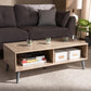 Pierre Mid-Century Modern Oak and Light Grey Finished Wood Coffee Table FredCo