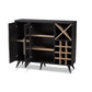 Pietro Mid-Century Modern Dark Grey and Oak Finished Wine Cabinet FredCo