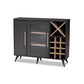 Pietro Mid-Century Modern Dark Grey and Oak Finished Wine Cabinet FredCo