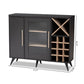Pietro Mid-Century Modern Dark Grey and Oak Finished Wine Cabinet FredCo