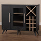 Pietro Mid-Century Modern Dark Grey and Oak Finished Wine Cabinet FredCo