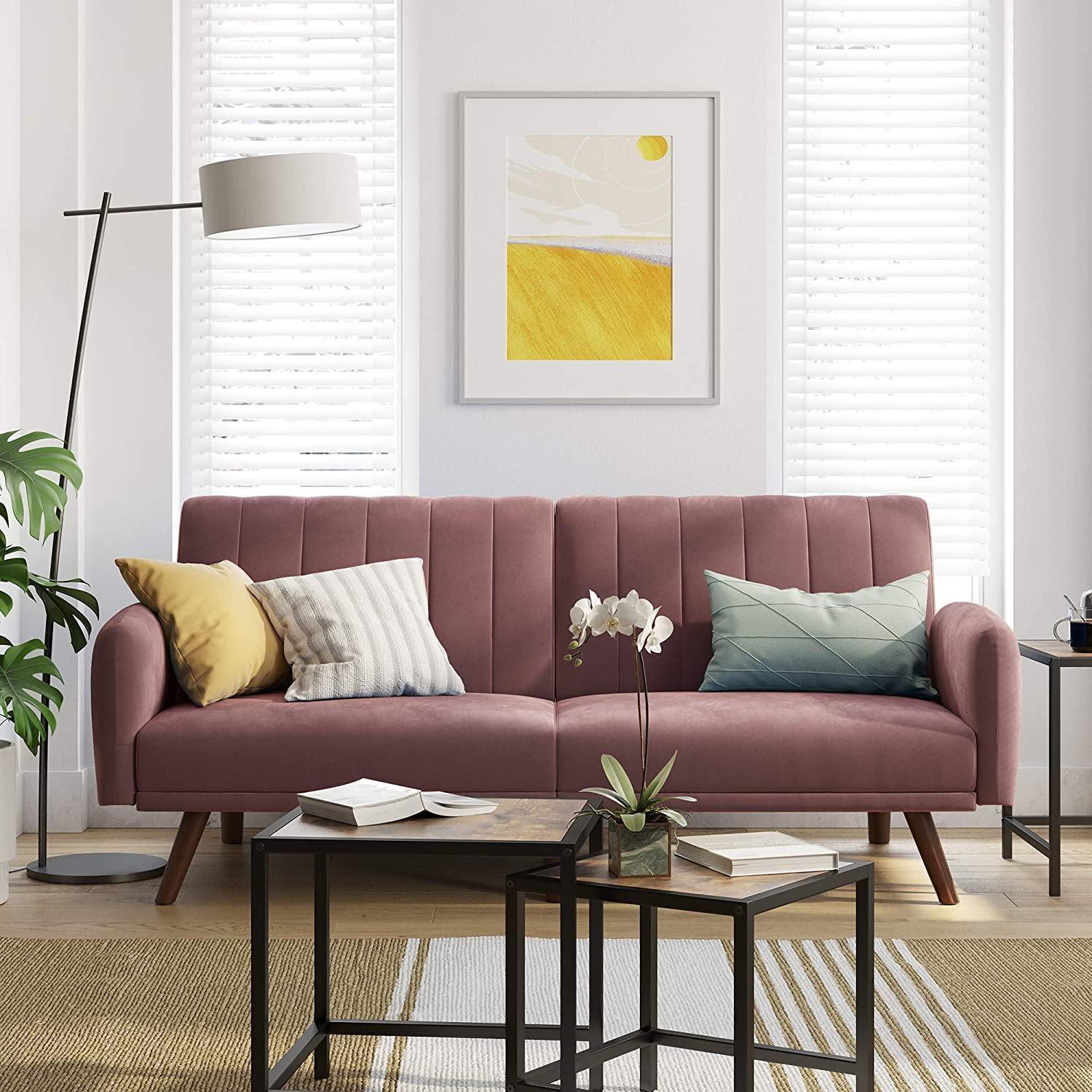 Pink Sofa with Split Back for 2 People FredCo