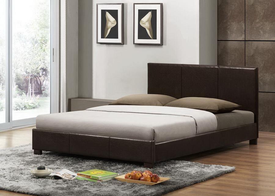 Pless Dark Brown Modern Bed - Queen Size FredCo