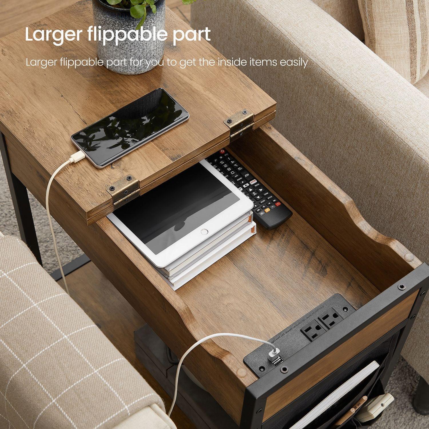 Plug-in Series End Table, USB, Rustic Walnut FredCo
