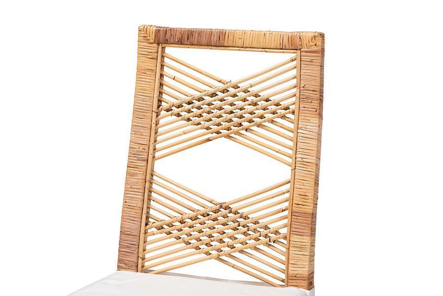 Poltak Modern Bohemian Natural Brown Rattan 2-Piece Dining Chair Set FredCo