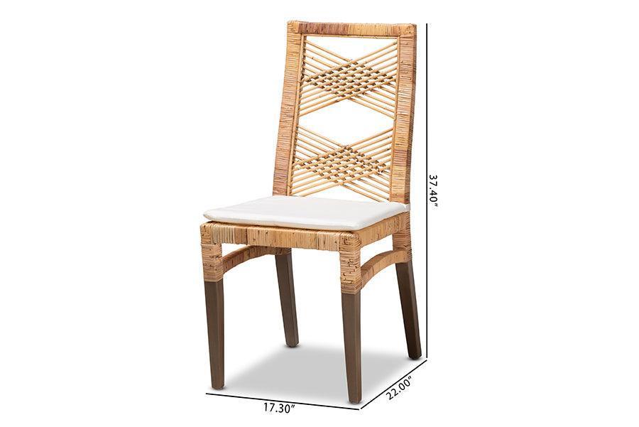 Poltak Modern Bohemian Natural Brown Rattan 2-Piece Dining Chair Set FredCo