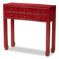Pomme Classic and Antique Red Finished Wood Bronze Finished Accents 6-Drawer Console Table FredCo