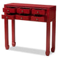 Pomme Classic and Antique Red Finished Wood Bronze Finished Accents 6-Drawer Console Table FredCo