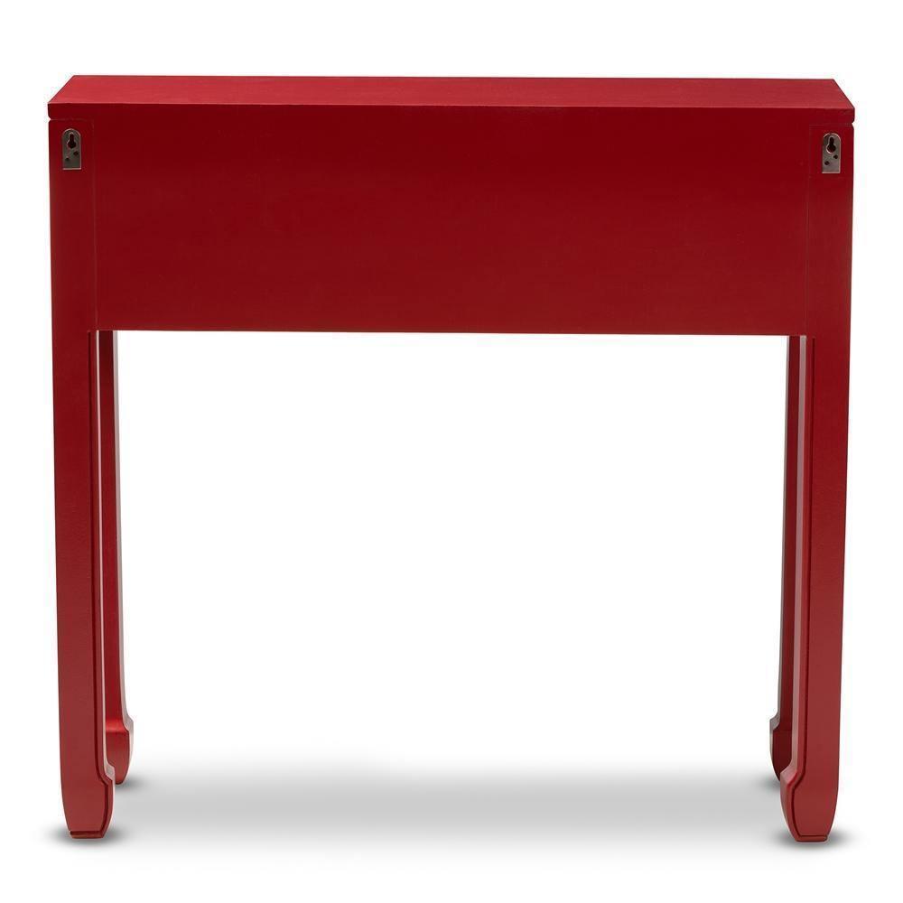 Pomme Classic and Antique Red Finished Wood Bronze Finished Accents 6-Drawer Console Table FredCo