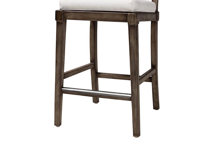 Porsha Modern Bohemian Dark Brown Finished Mahogany Wood and Natural Rattan Counter Stool FredCo