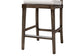 Porsha Modern Bohemian Dark Brown Finished Mahogany Wood and Natural Rattan Counter Stool FredCo