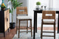 Porsha Modern Bohemian Dark Brown Finished Mahogany Wood and Natural Rattan Counter Stool FredCo