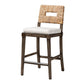 Porsha Modern Bohemian Dark Brown Finished Mahogany Wood and Natural Rattan Counter Stool FredCo