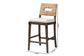 Porsha Modern Bohemian Dark Brown Finished Mahogany Wood and Natural Rattan Counter Stool FredCo