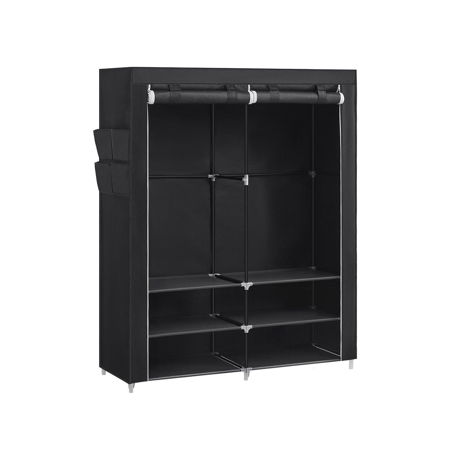 Portable Closet Wardrobe with Shoe Rack and Cover, Black FredCo