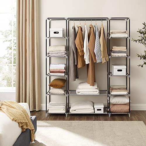 Portable Clothes Storage Organizer Gray FredCo