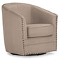 Porter Modern and Contemporary Classic Retro Beige Fabric Upholstered Swivel Tub Chair FredCo