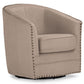 Porter Modern and Contemporary Classic Retro Beige Fabric Upholstered Swivel Tub Chair FredCo