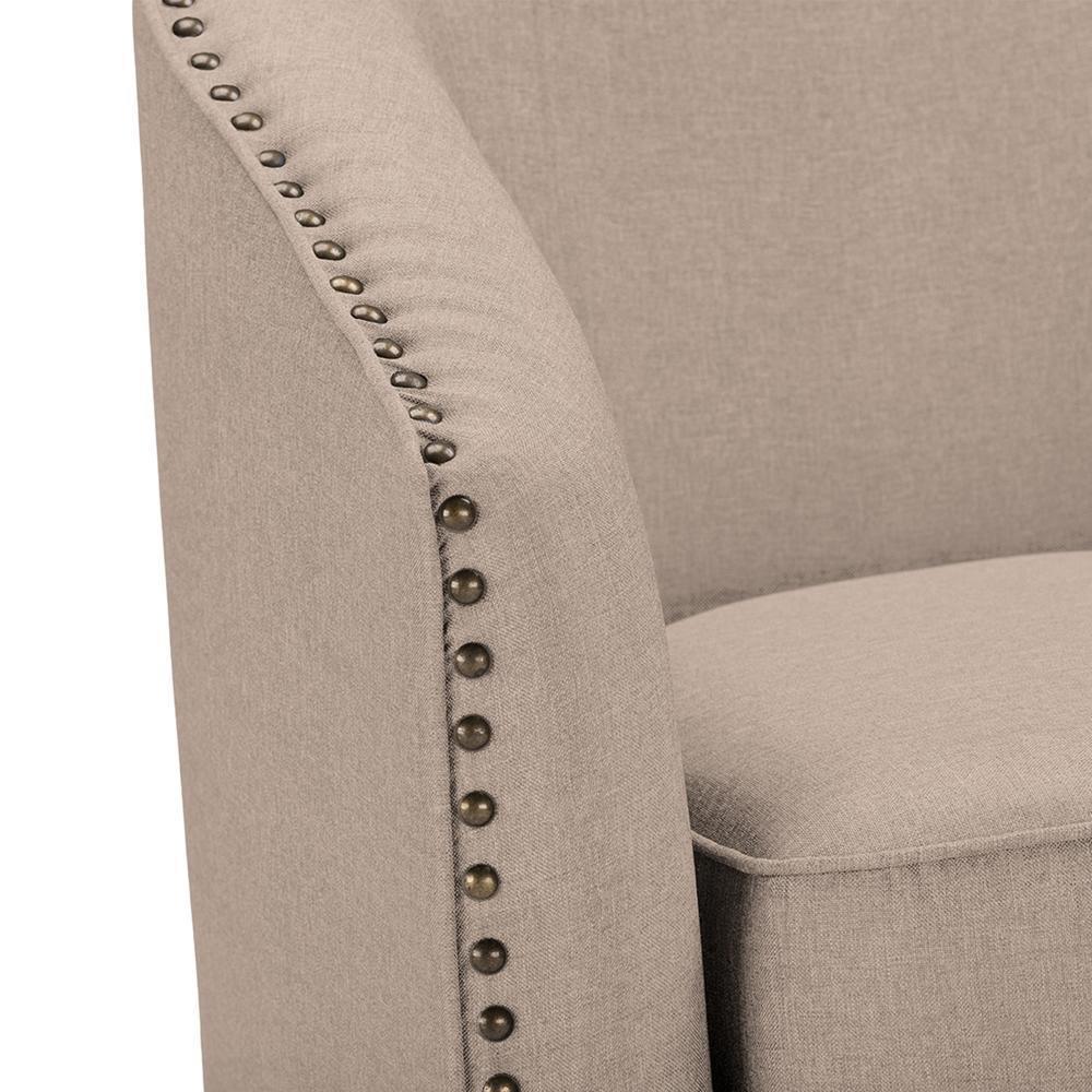 Porter Modern and Contemporary Classic Retro Beige Fabric Upholstered Swivel Tub Chair FredCo