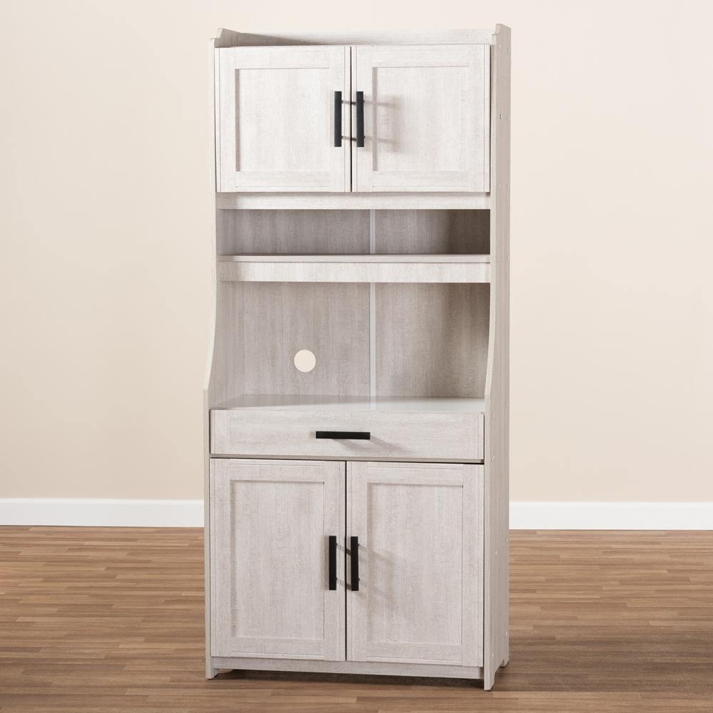 Portia Modern and Contemporary 6-Shelf White-Washed Wood Kitchen Storage Cabinet FredCo