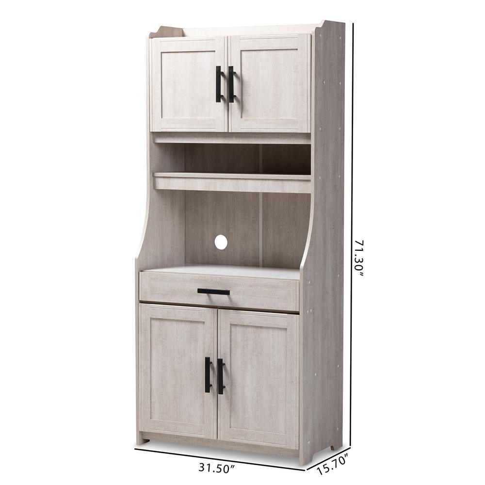 Portia Modern and Contemporary 6-Shelf White-Washed Wood Kitchen Storage Cabinet FredCo