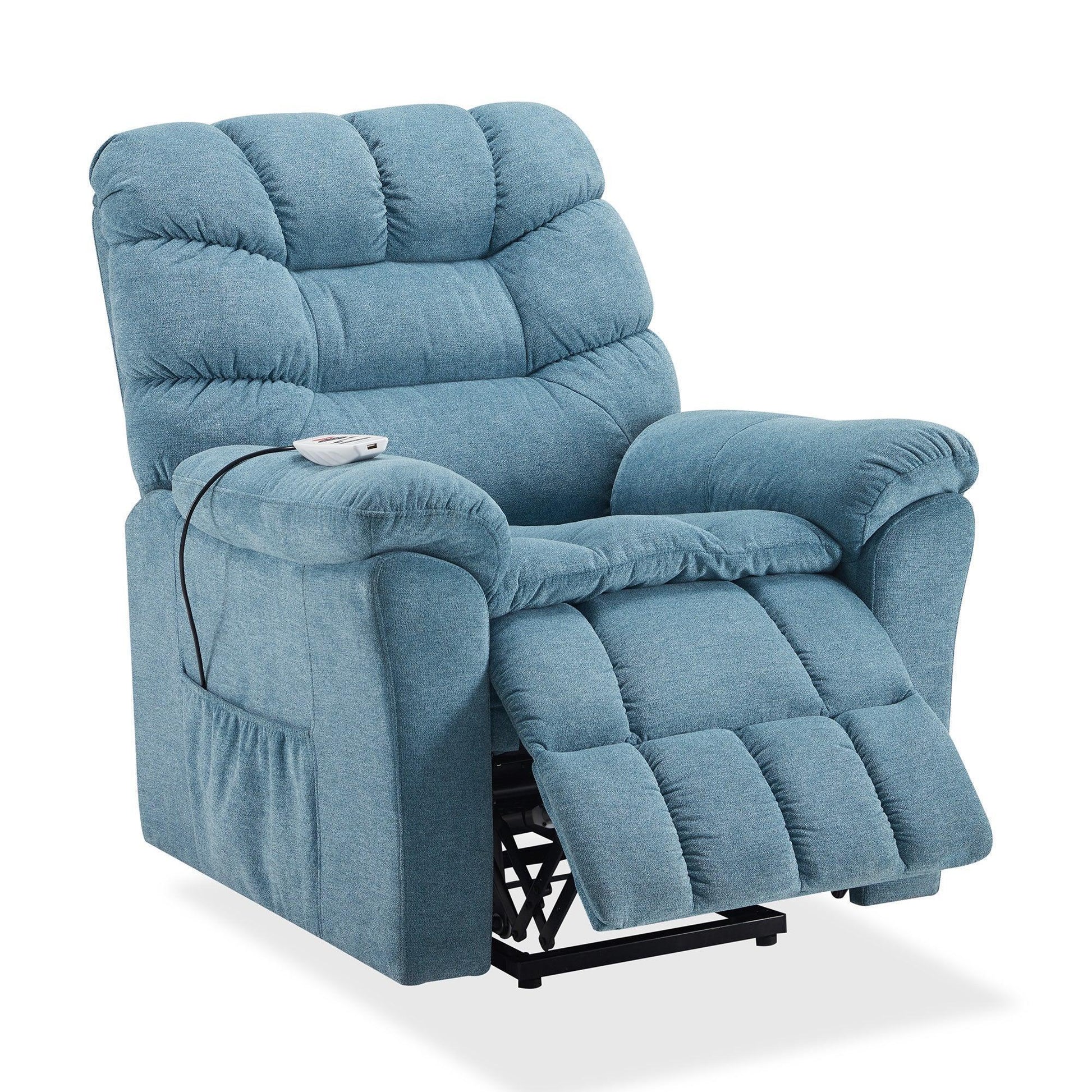 Power Lift Chair, 35 Inch Wide with Adjustable Massage and Heating System, Blue Teal FredCo
