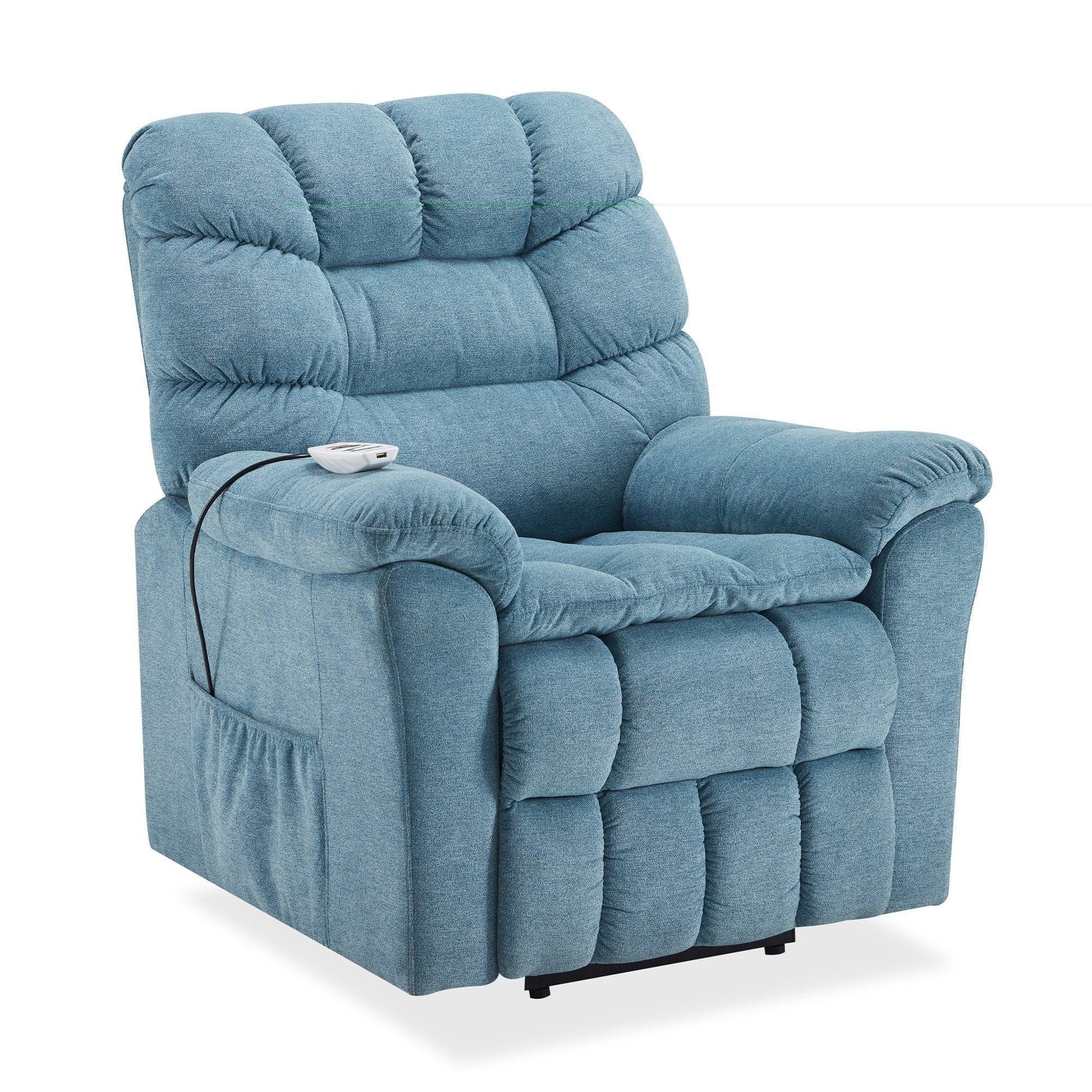 Power Lift Chair, 35 Inch Wide with Adjustable Massage and Heating System, Blue Teal FredCo