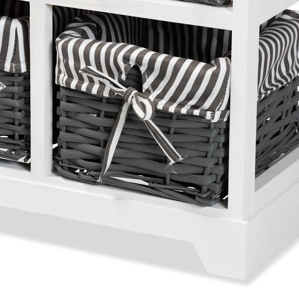 Premala Modern and Contemporary Two-Tone Grey and White Finished Wood 2-Drawer Storage Unit with Baskets FredCo