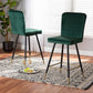 Preston Modern Luxe and Glam Green Velvet Fabric Upholstered and Two-Tone Black and Gold Finished Metal 2-Piece Bar Stool Set FredCo
