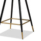 Preston Modern Luxe and Glam Green Velvet Fabric Upholstered and Two-Tone Black and Gold Finished Metal 2-Piece Bar Stool Set FredCo