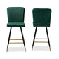 Preston Modern Luxe and Glam Green Velvet Fabric Upholstered and Two-Tone Black and Gold Finished Metal 2-Piece Bar Stool Set FredCo