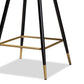 Preston Modern Luxe and Glam Navy Blue Velvet Fabric Upholstered and Two-Tone Black and Gold Finished Metal 2-Piece Bar Stool Set FredCo